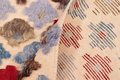 handmade Geometric Moroccan Hi Beige Blue Hand Knotted RECTANGLE 100% WOOL area rug 6' x 9'