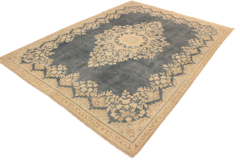 handmade Vintage Hand Painte Gray Beige Hand Knotted RECTANGLE 100% WOOL area rug 7' x 10'