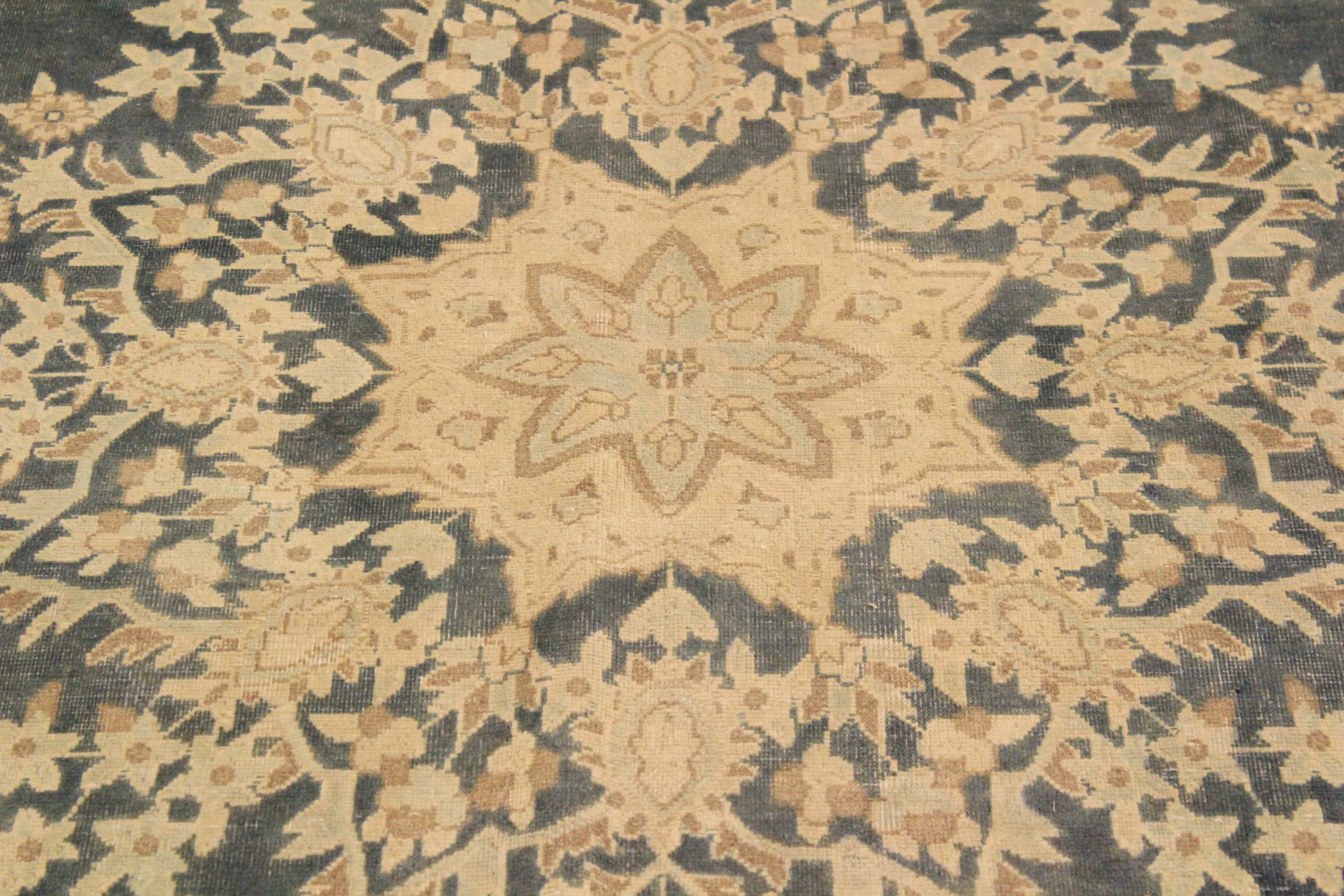 handmade Vintage Hand Painte Gray Beige Hand Knotted RECTANGLE 100% WOOL area rug 7' x 10'