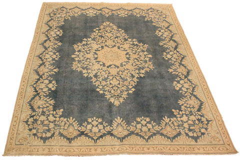 handmade Vintage Hand Painte Gray Beige Hand Knotted RECTANGLE 100% WOOL area rug 7X10