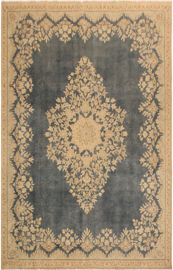 handmade Vintage Hand Painte Gray Beige Hand Knotted RECTANGLE 100% WOOL area rug 7X10