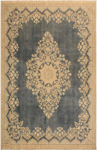 handmade Vintage Hand Painte Gray Beige Hand Knotted RECTANGLE 100% WOOL area rug 7X10