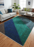 Overdyed Eugenia Blue/Green Hand-Knotted Rug 4'1X6'0