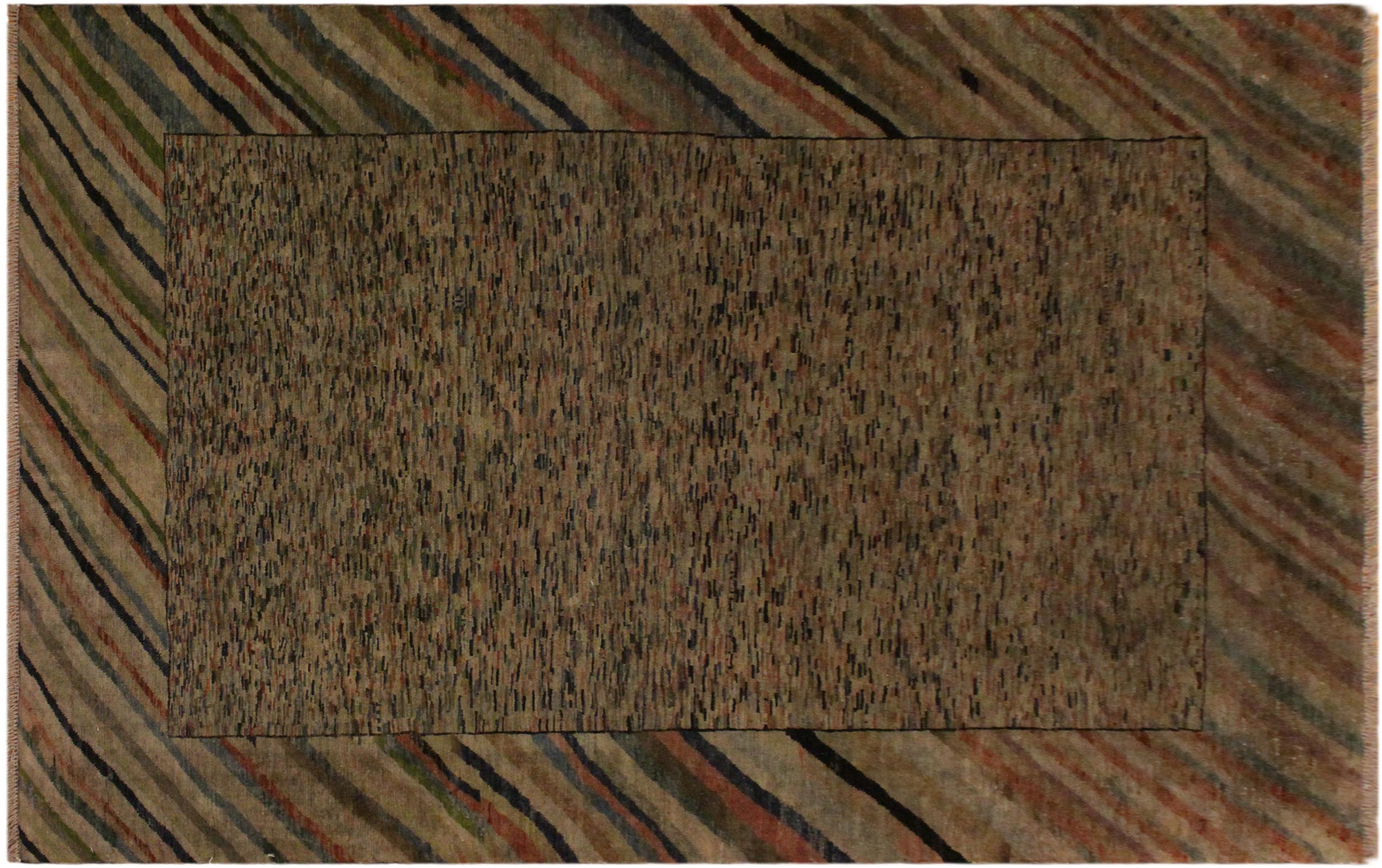 handmade Over Dyed Over Dyed Gray Rust Hand Knotted RECTANGLE 100% WOOL area rug 4' x 6'