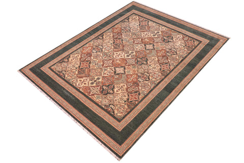 handmade Transitional  Green Green Hand Knotted RECTANGLE 100% WOOL area rug 8' x 10'