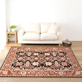 handmade Traditional Kafkaz Black Rust Hand Knotted RECTANGLE 100% WOOL area rug 5 x 6