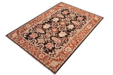 handmade Traditional Kafkaz Black Rust Hand Knotted RECTANGLE 100% WOOL area rug 5 x 6