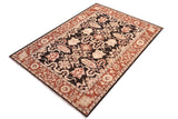 handmade Traditional Kafkaz Black Rust Hand Knotted RECTANGLE 100% WOOL area rug 5 x 6