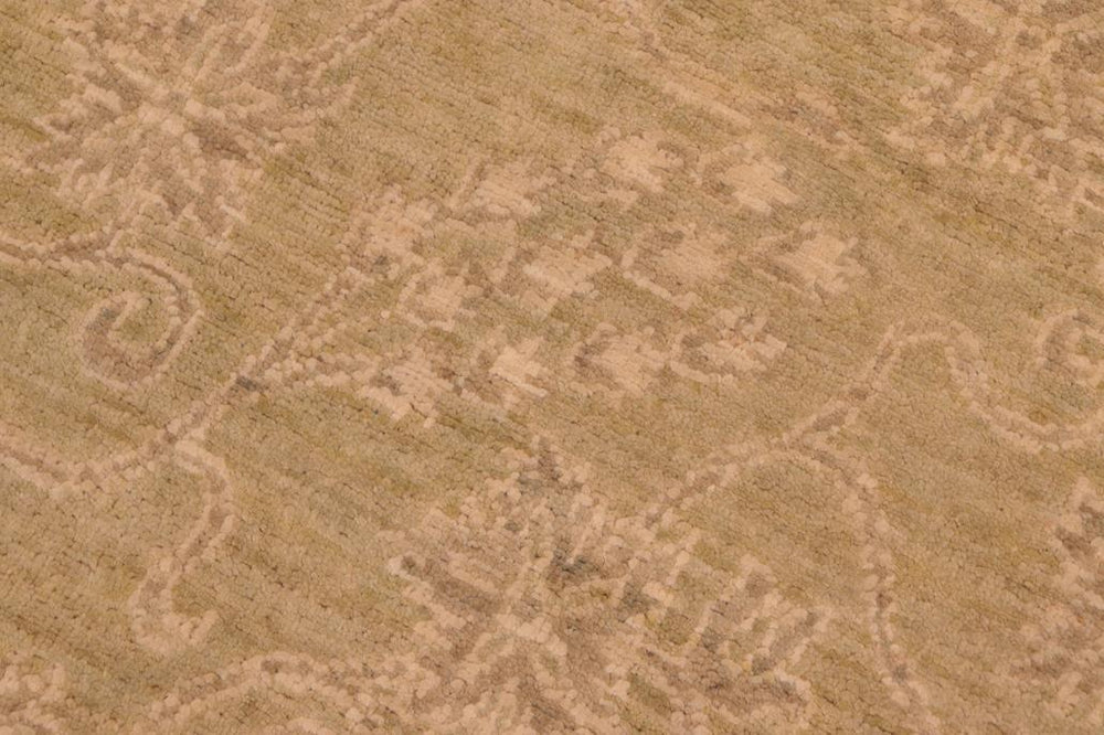 handmade Transitional Kafkaz Green Gold Hand Knotted RECTANGLE 100% WOOL area rug 5X6