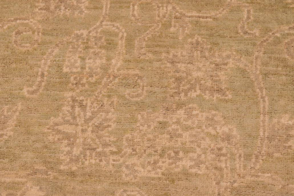 handmade Transitional Kafkaz Green Gold Hand Knotted RECTANGLE 100% WOOL area rug 5X6