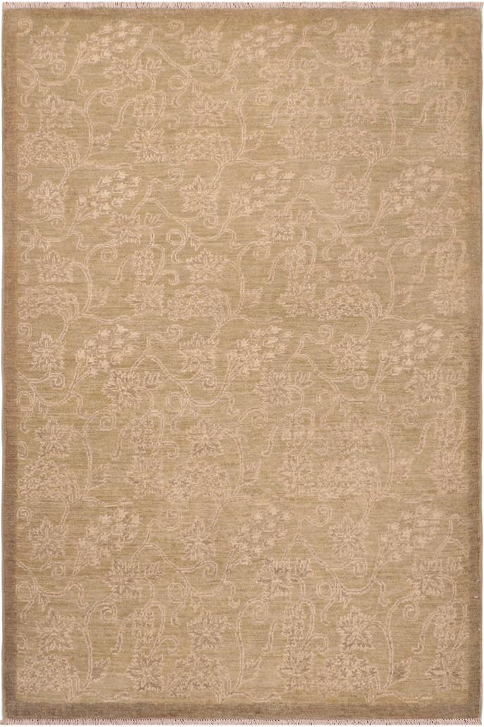 handmade Transitional Kafkaz Green Gold Hand Knotted RECTANGLE 100% WOOL area rug 5X6