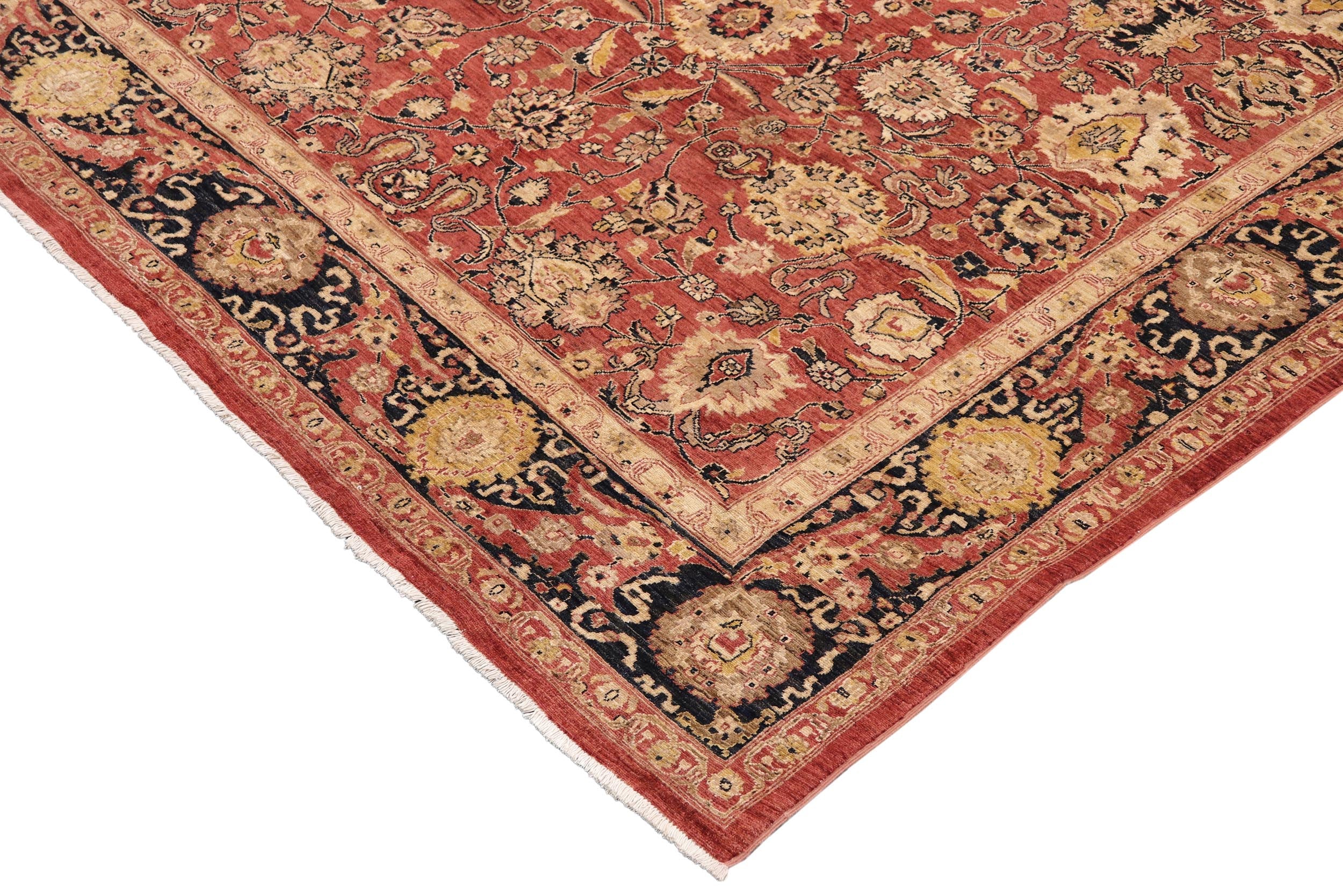 handmade Traditional Kafkaz Orange Blue Hand Knotted RECTANGLE 100% WOOL area rug 9x12