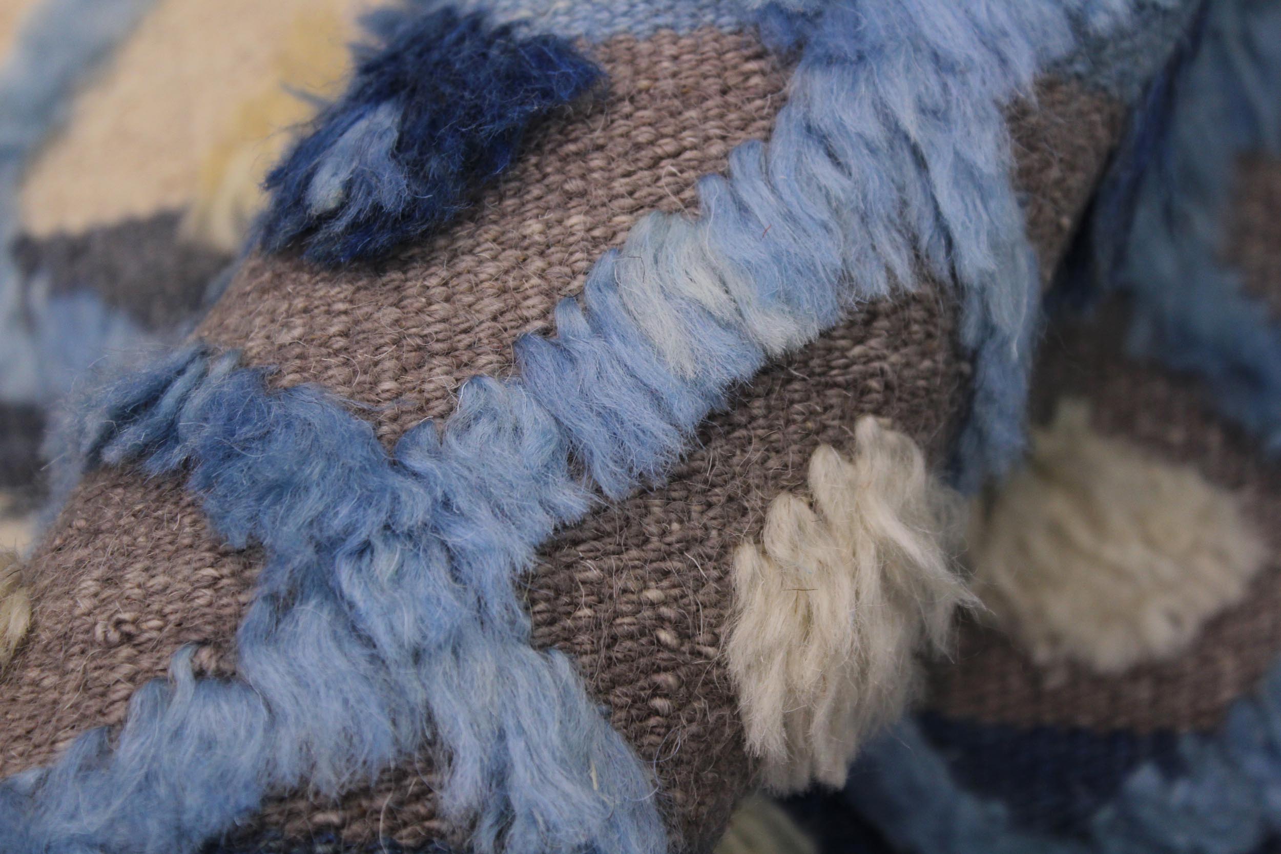 handmade Geometric Moroccan Hi Lt. Blue Ivory Hand Knotted RECTANGLE 100% WOOL area rug 9' x 12'