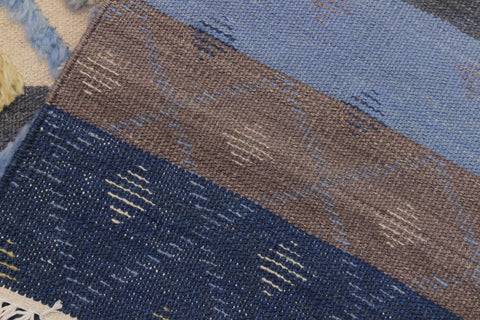 handmade Geometric Moroccan Hi Lt. Blue Ivory Hand Knotted RECTANGLE 100% WOOL area rug 9' x 12'