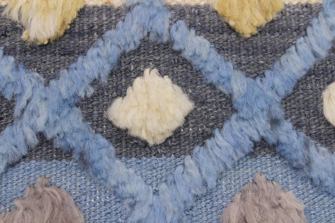 handmade Geometric Moroccan Hi Lt. Blue Ivory Hand Knotted RECTANGLE 100% WOOL area rug 8' x 10'