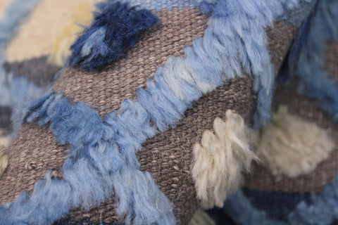 handmade Geometric Moroccan Hi Lt. Blue Ivory Hand Knotted RECTANGLE 100% WOOL area rug 8' x 10'