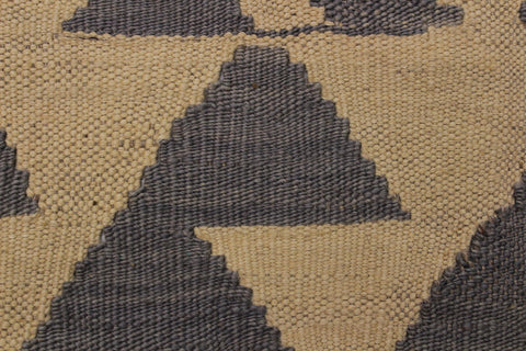 handmade Modern Kilim Gray Tan Hand-Woven RECTANGLE 100% WOOL area rug 6 x 8