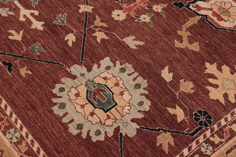 handmade Traditional Kafkaz Brown Tan Hand Knotted RECTANGLE 100% WOOL area rug 10x13