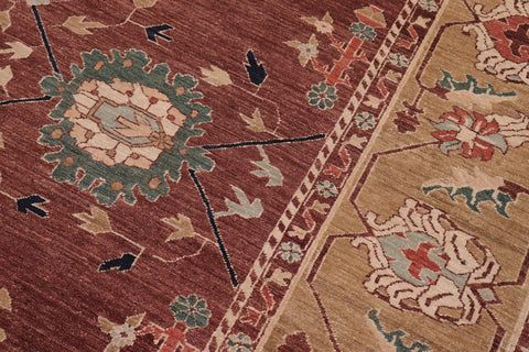 handmade Traditional Kafkaz Brown Tan Hand Knotted RECTANGLE 100% WOOL area rug 10x13