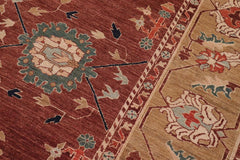 handmade Traditional Kafkaz Brown Tan Hand Knotted RECTANGLE 100% WOOL area rug 10X13