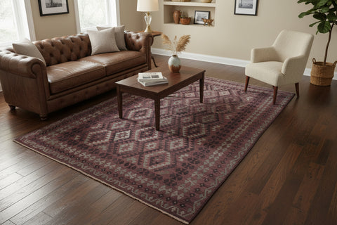 handmade Modern Kilim Brown Gray Hand-Woven RECTANGLE 100% WOOL area rug 7 x 10