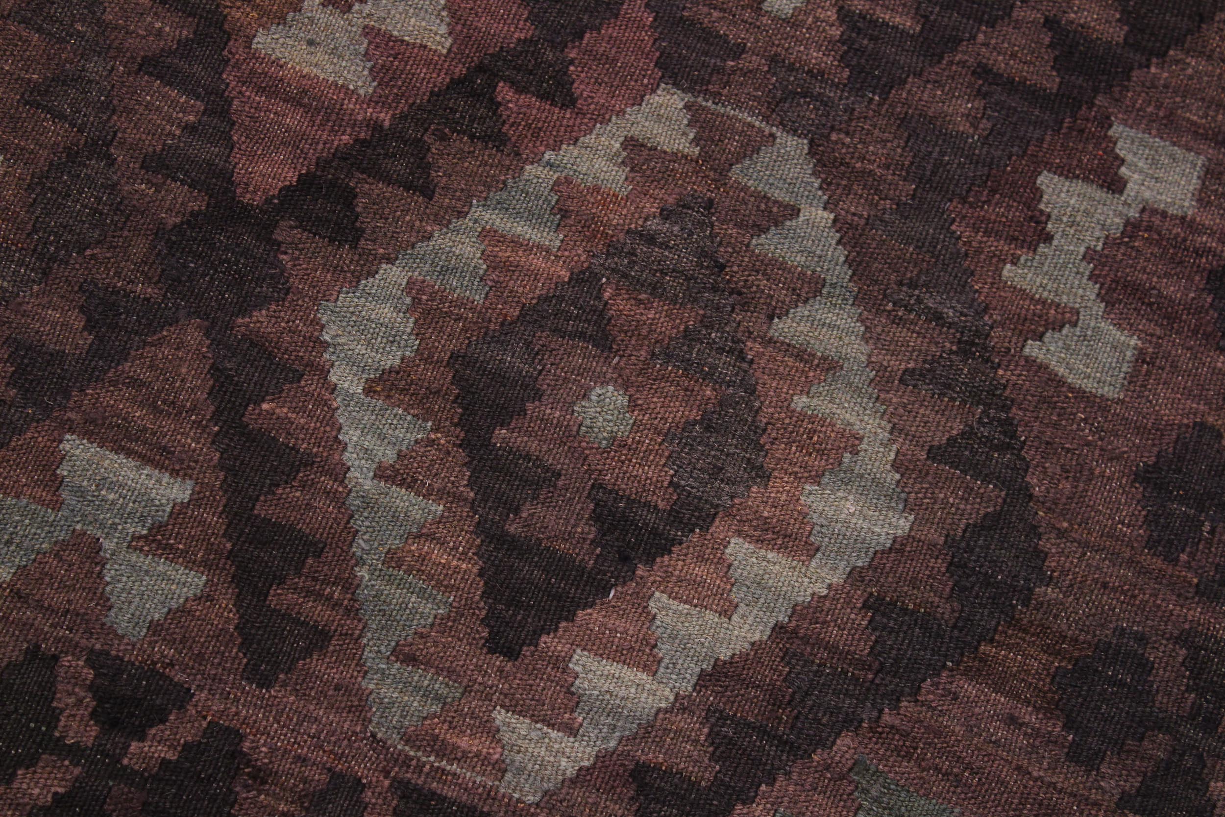 handmade Modern Kilim Brown Gray Hand-Woven RECTANGLE 100% WOOL area rug 7 x 10