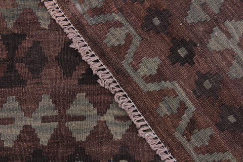 handmade Modern Kilim Brown Gray Hand-Woven RECTANGLE 100% WOOL area rug 7 x 10