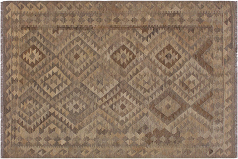 handmade Modern Kilim Tan Brown Hand-Woven RECTANGLE 100% WOOL area rug 5 x 7