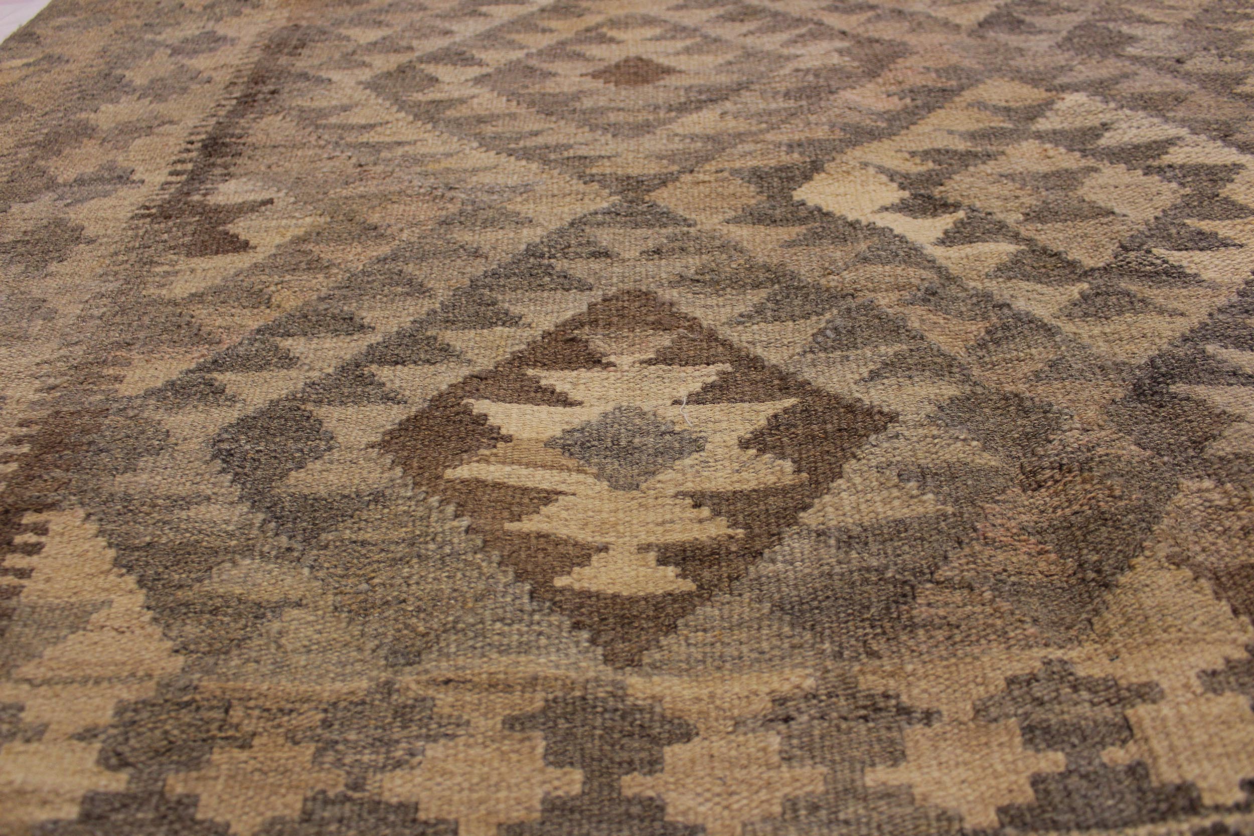 handmade Modern Kilim Tan Brown Hand-Woven RECTANGLE 100% WOOL area rug 5 x 7