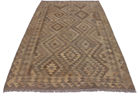 handmade Modern Kilim Tan Brown Hand-Woven RECTANGLE 100% WOOL area rug 5 x 7