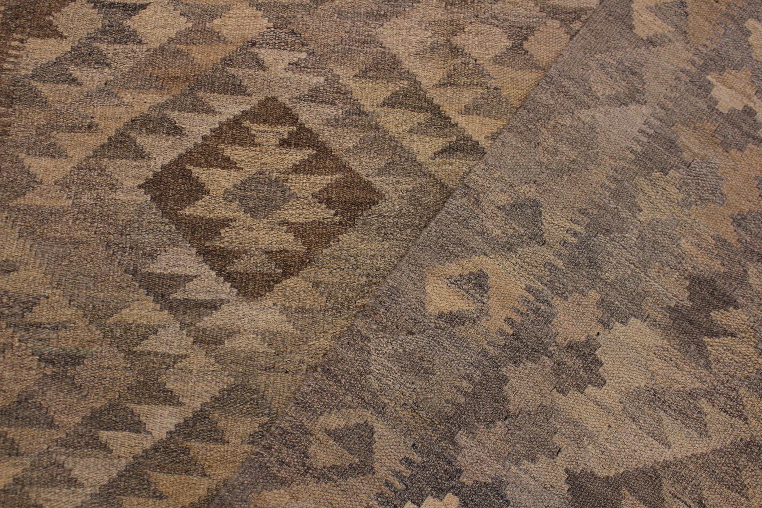 handmade Modern Kilim Tan Brown Hand-Woven RECTANGLE 100% WOOL area rug 5 x 7