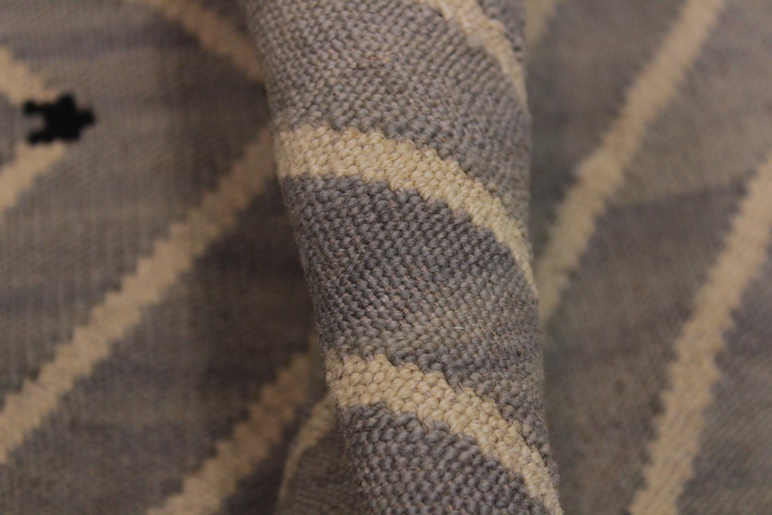 handmade Modern Kilim Grey Beige Hand-Woven RECTANGLE 100% WOOL area rug 5x7