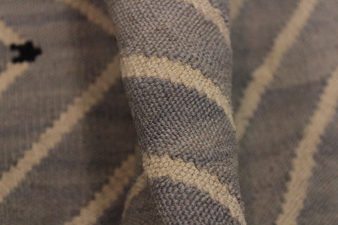 handmade Modern Kilim Grey Beige Hand-Woven RECTANGLE 100% WOOL area rug 5x7