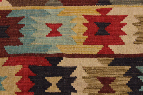 handmade Geometric Kilim Beige Blue Hand-Woven RECTANGLE 100% WOOL area rug 5 x 7