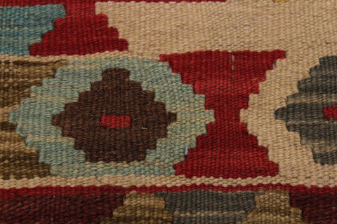 handmade Geometric Kilim Beige Blue Hand-Woven RECTANGLE 100% WOOL area rug 5 x 7