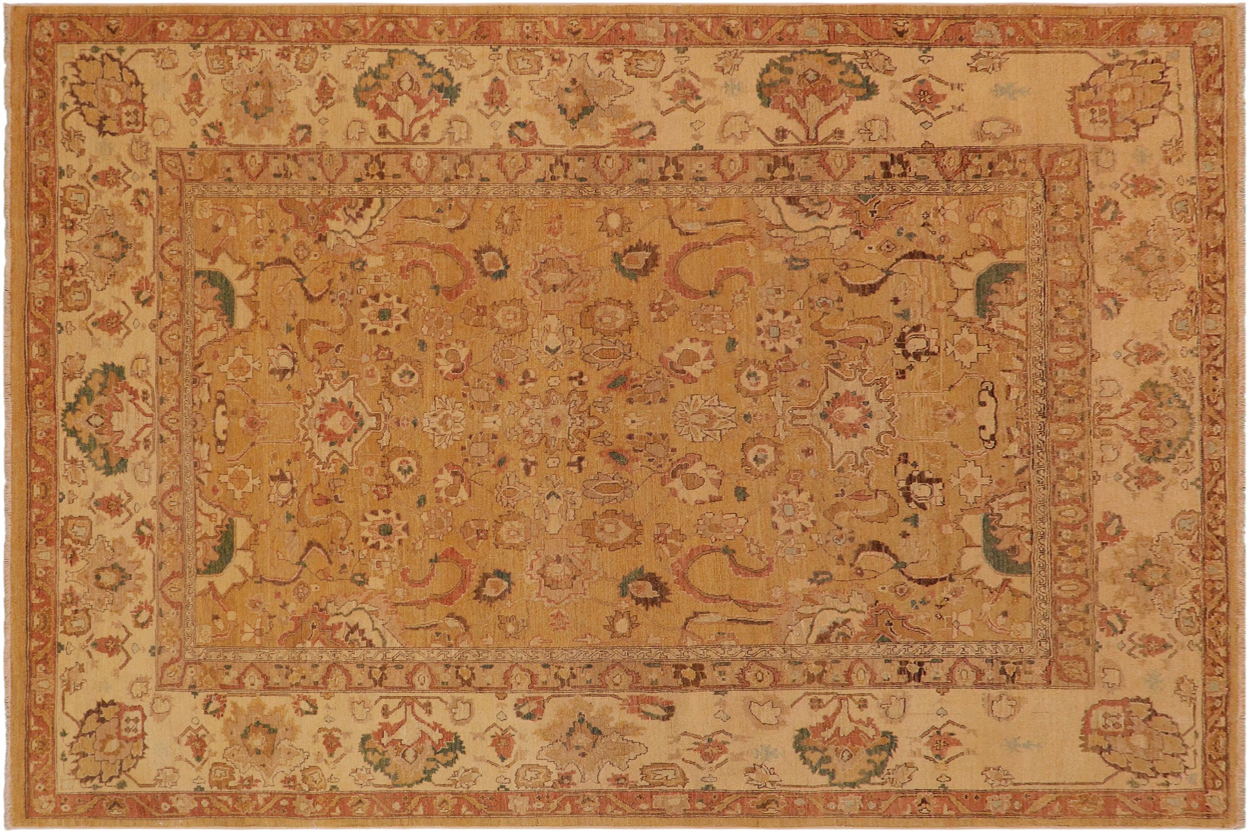 handmade Traditional Antique Gold Tan Hand Knotted RECTANGLE 100% WOOL area rug 9x12