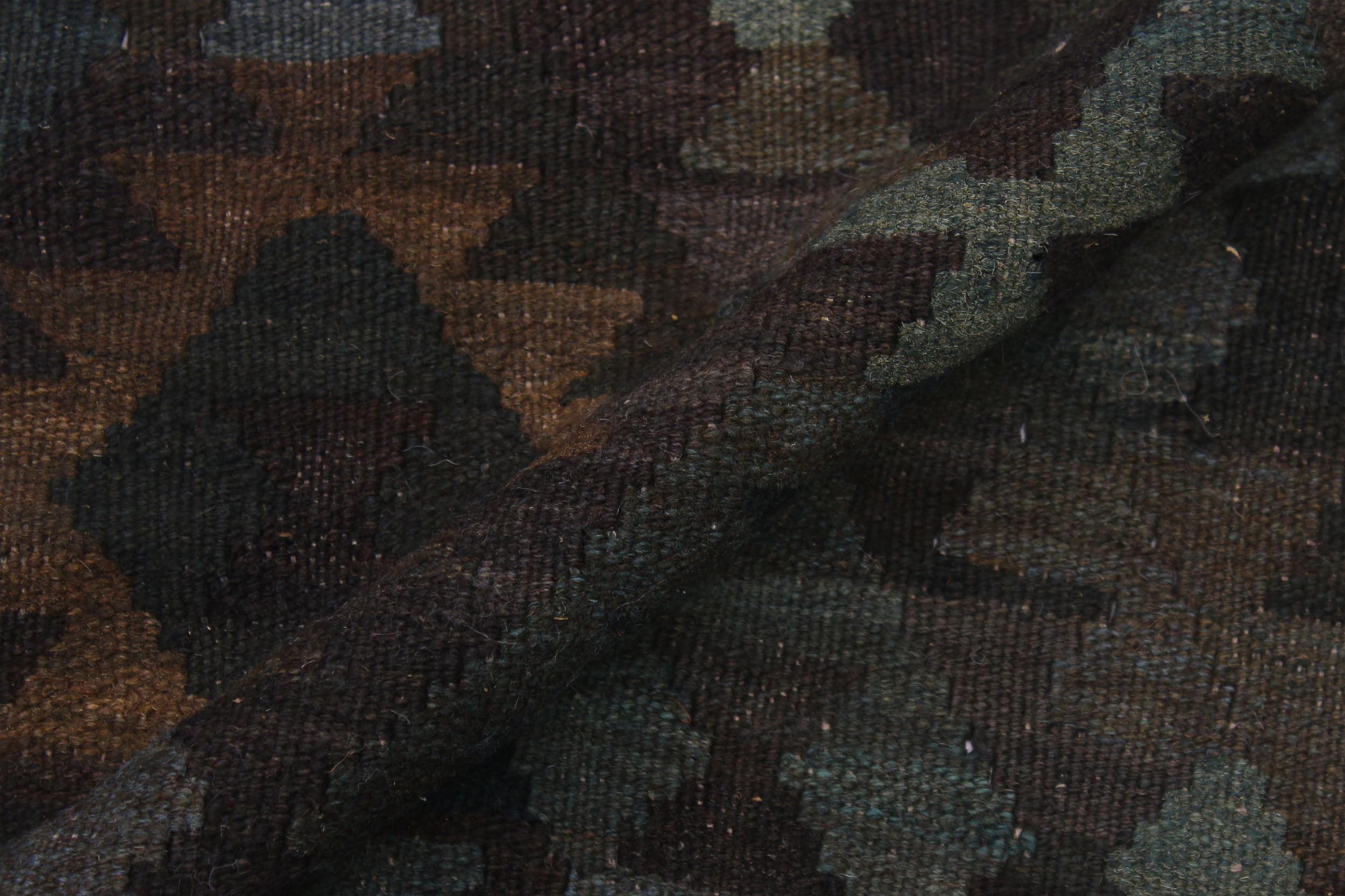 handmade Modern Kilim Brown Green Hand-Woven RECTANGLE 100% WOOL area rug 7 x 10