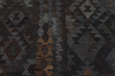 handmade Modern Kilim Brown Green Hand-Woven RECTANGLE 100% WOOL area rug 7 x 10