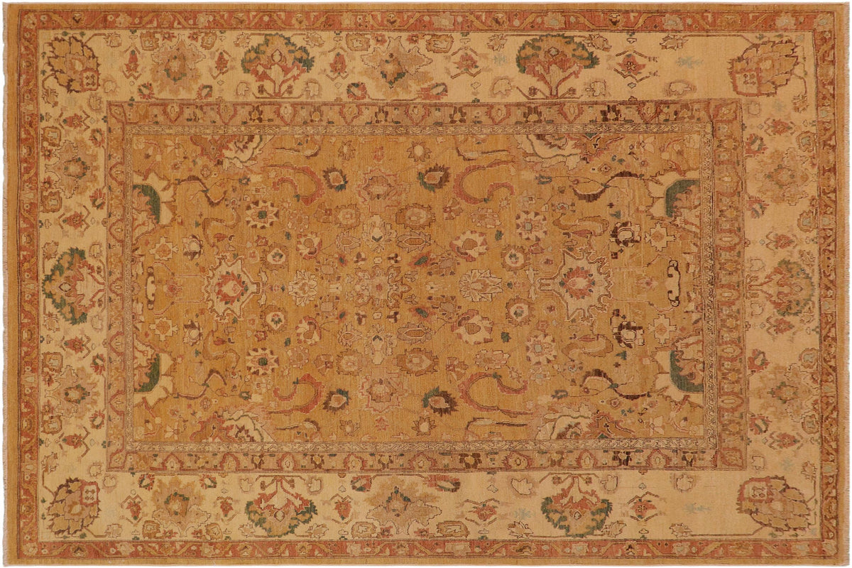 handmade Traditional Antique Gold Tan Hand Knotted RECTANGLE 100% WOOL area rug 9x12