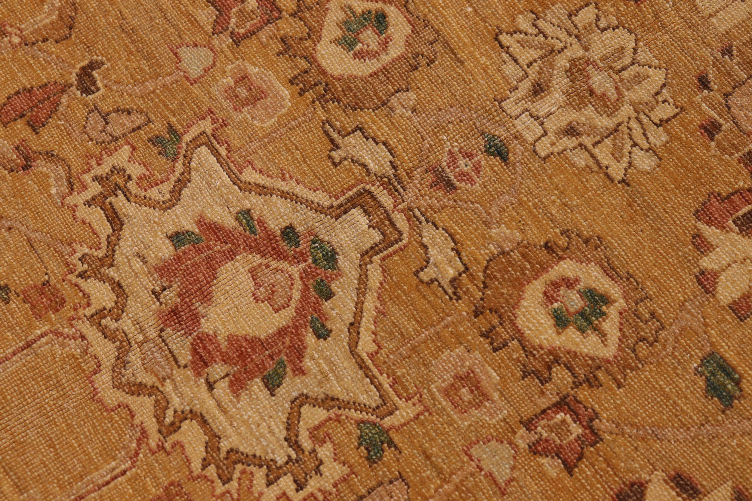 handmade Traditional Antique Gold Tan Hand Knotted RECTANGLE 100% WOOL area rug 9x12