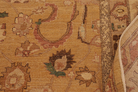 handmade Traditional Antique Gold Tan Hand Knotted RECTANGLE 100% WOOL area rug 9x12