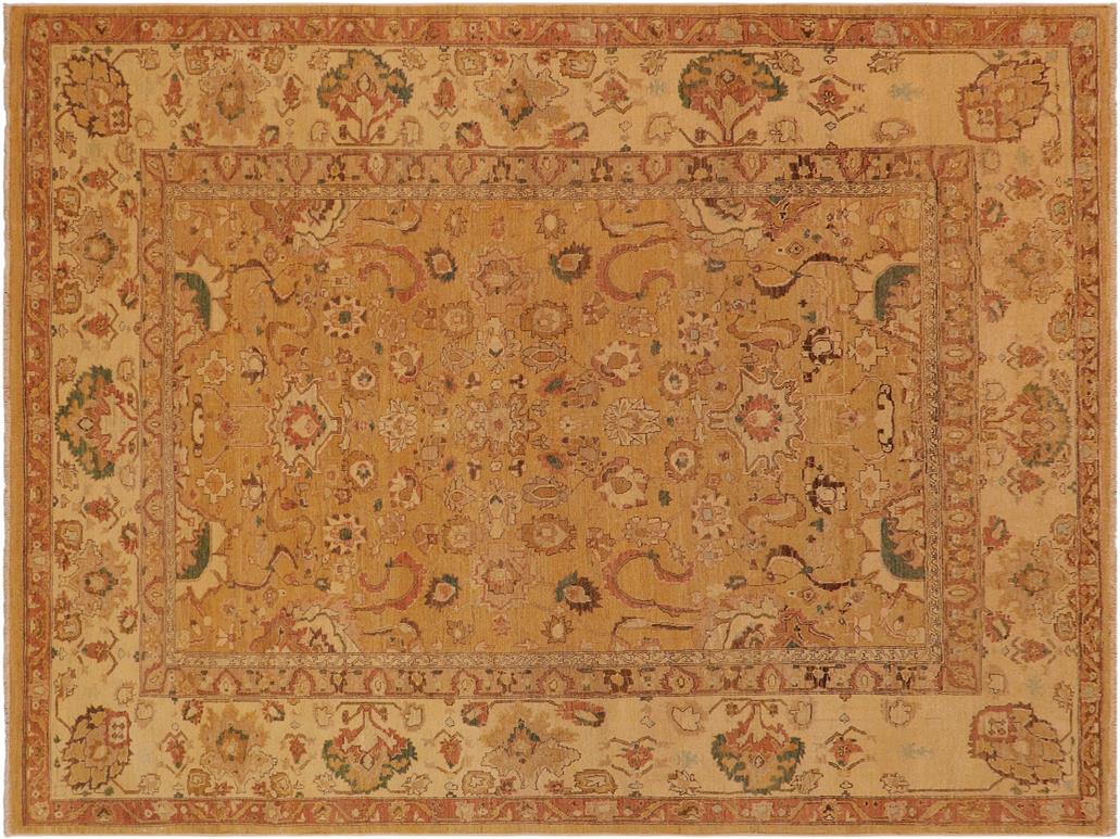 handmade Transitional Antique Gold Tan Hand Knotted RECTANGLE 100% WOOL area rug 9x12