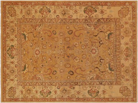 handmade Transitional Antique Gold Tan Hand Knotted RECTANGLE 100% WOOL area rug 9x12