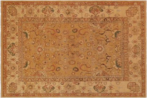 handmade Traditional Antique Gold Tan Hand Knotted RECTANGLE 100% WOOL area rug 9x12