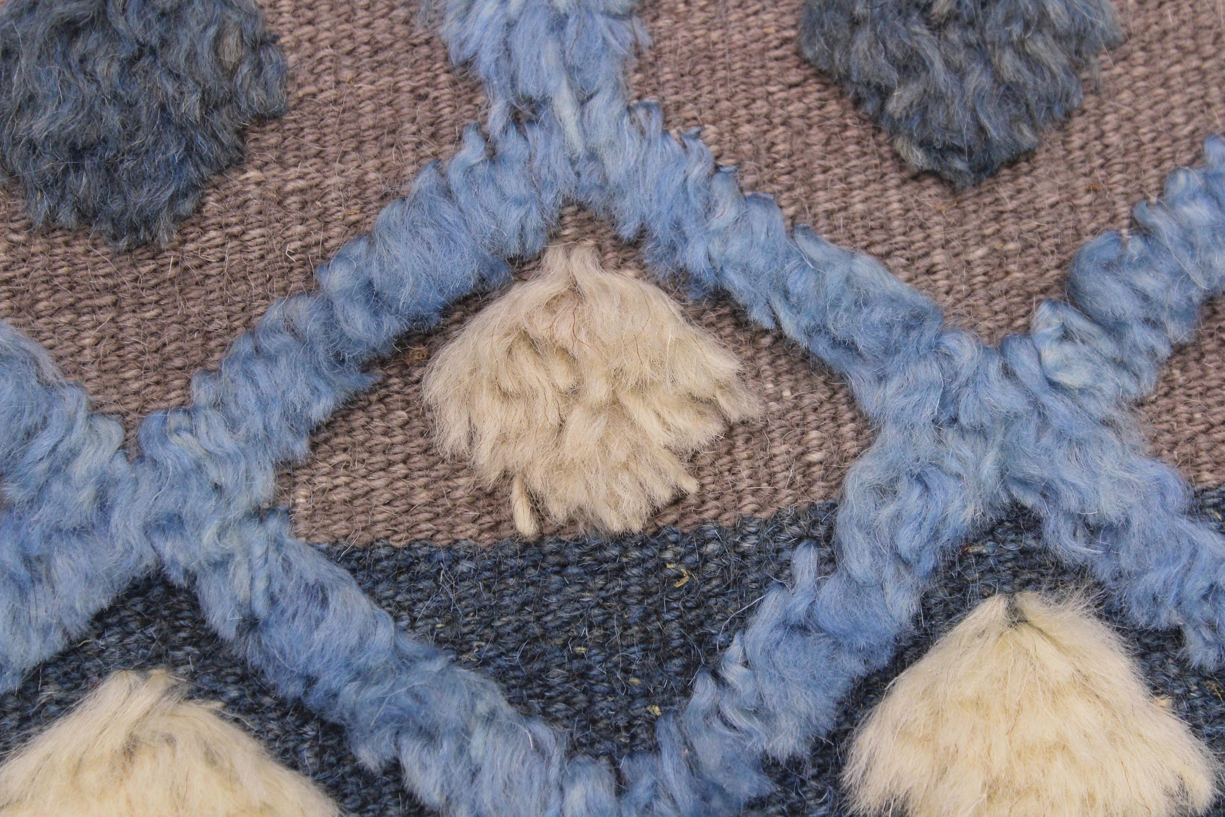 handmade Geometric Moroccan Hi Lt. Blue Ivory Hand Knotted RECTANGLE 100% WOOL area rug 6' x 8'