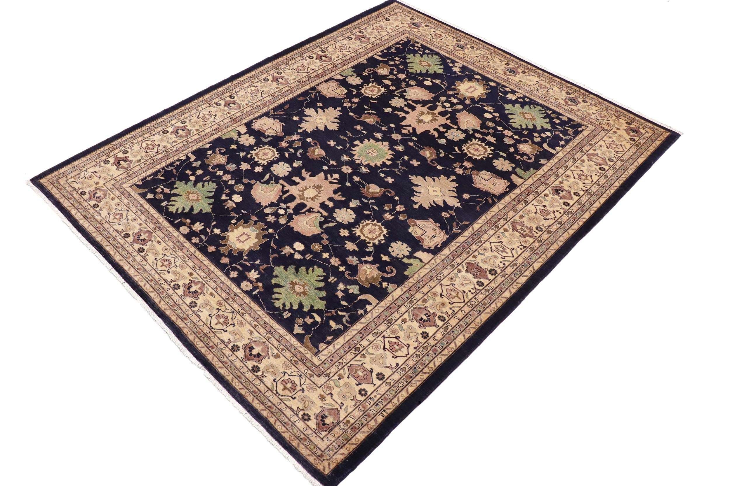 handmade Traditional Kafkaz Blue Beige Hand Knotted RECTANGLE 100% WOOL area rug 9x12