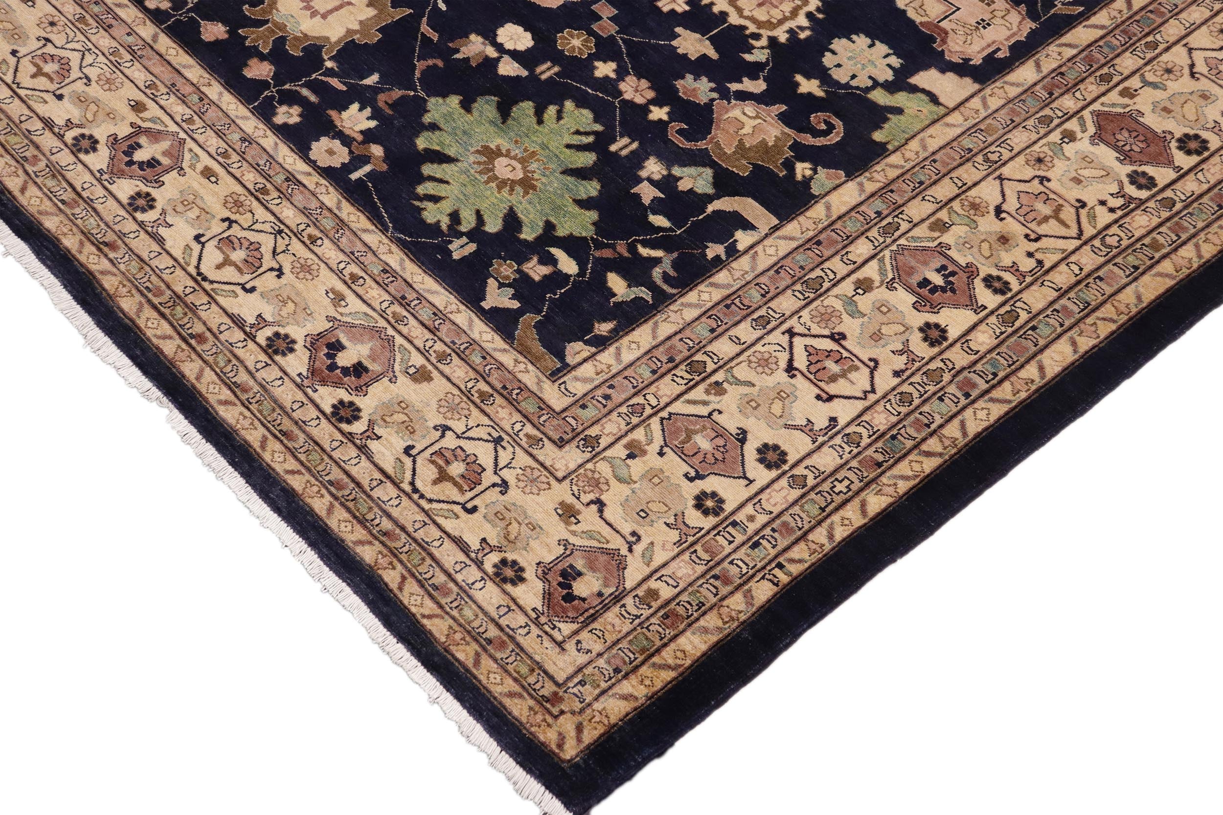 handmade Traditional Kafkaz Blue Beige Hand Knotted RECTANGLE 100% WOOL area rug 9x12