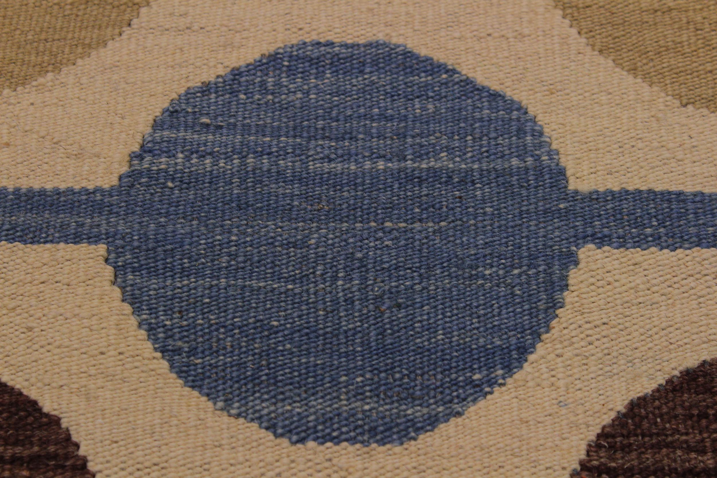 handmade Modern Kilim Beige Blue Hand-Woven RECTANGLE 100% WOOL area rug 6x8
