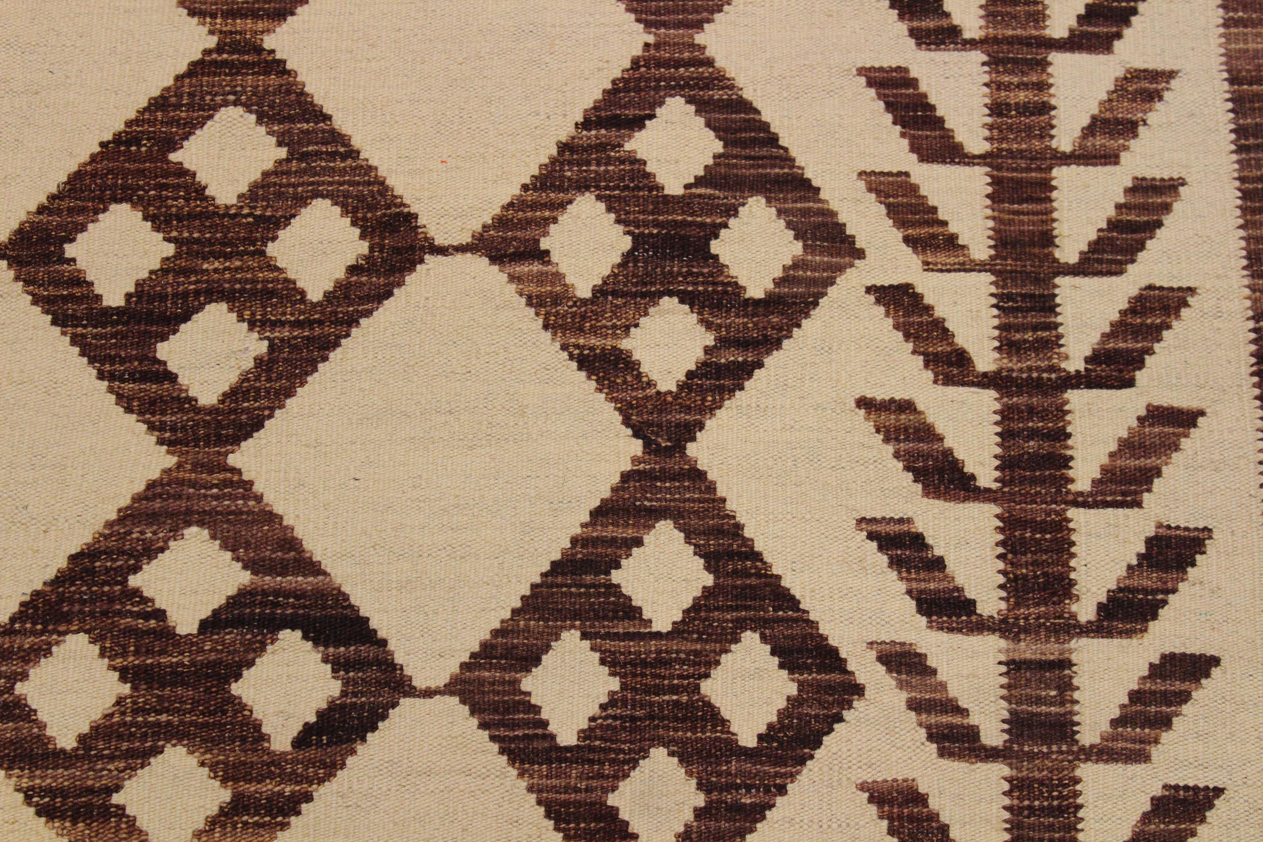 handmade Modern Kilim Beige Brown Hand-Woven RECTANGLE 100% WOOL area rug 6 x 8
