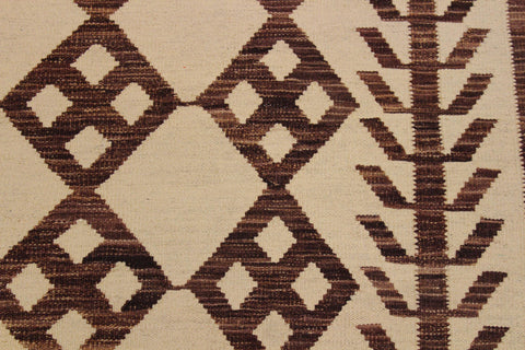 handmade Modern Kilim Beige Brown Hand-Woven RECTANGLE 100% WOOL area rug 6 x 8
